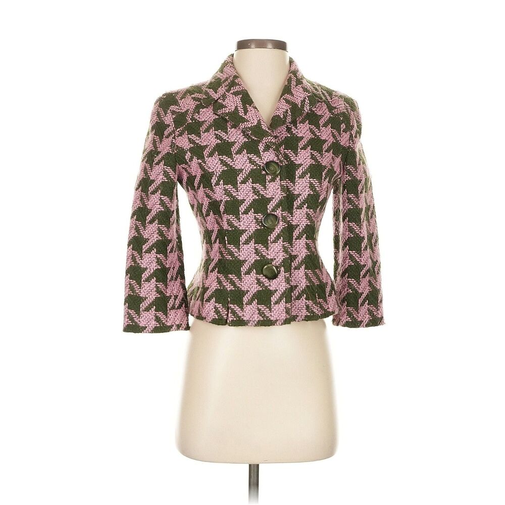 INC Preppy Pink & Green Houndstooth Jacket